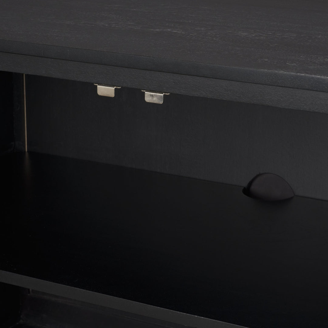 Grier 72" Black Wood W/ Black Cane Sideboard Dining Room Mercana