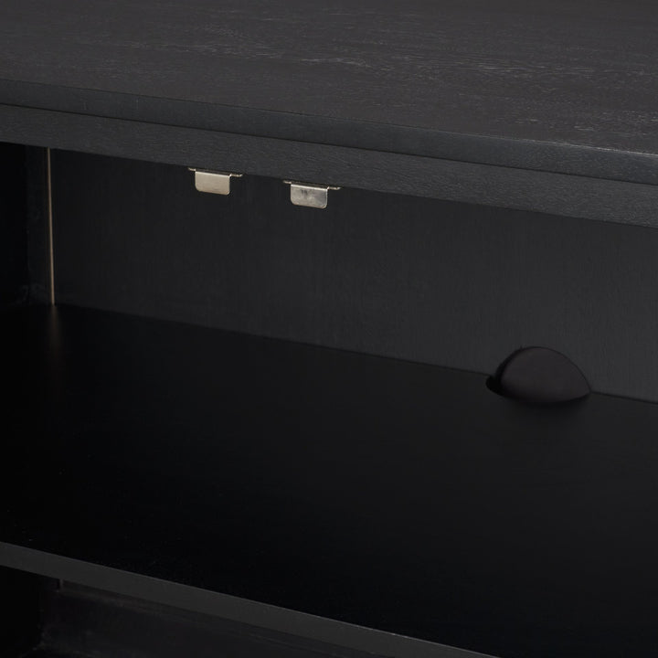 Grier 72" Black Wood W/ Black Cane Sideboard Dining Room Mercana