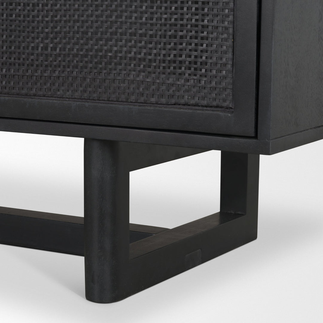 Grier 72" Black Wood W/ Black Cane Sideboard Dining Room Mercana
