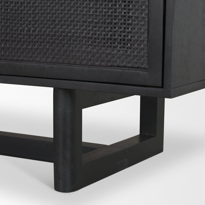 Grier 72" Black Wood W/ Black Cane Sideboard Dining Room Mercana