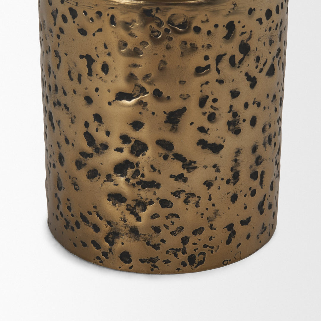 Akira Small Hammered Gold Metal Pillar Candle Holder Decor Mercana