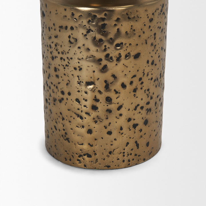 Akira Large Hammered Gold Metal Pillar Candle Holder Decor Mercana