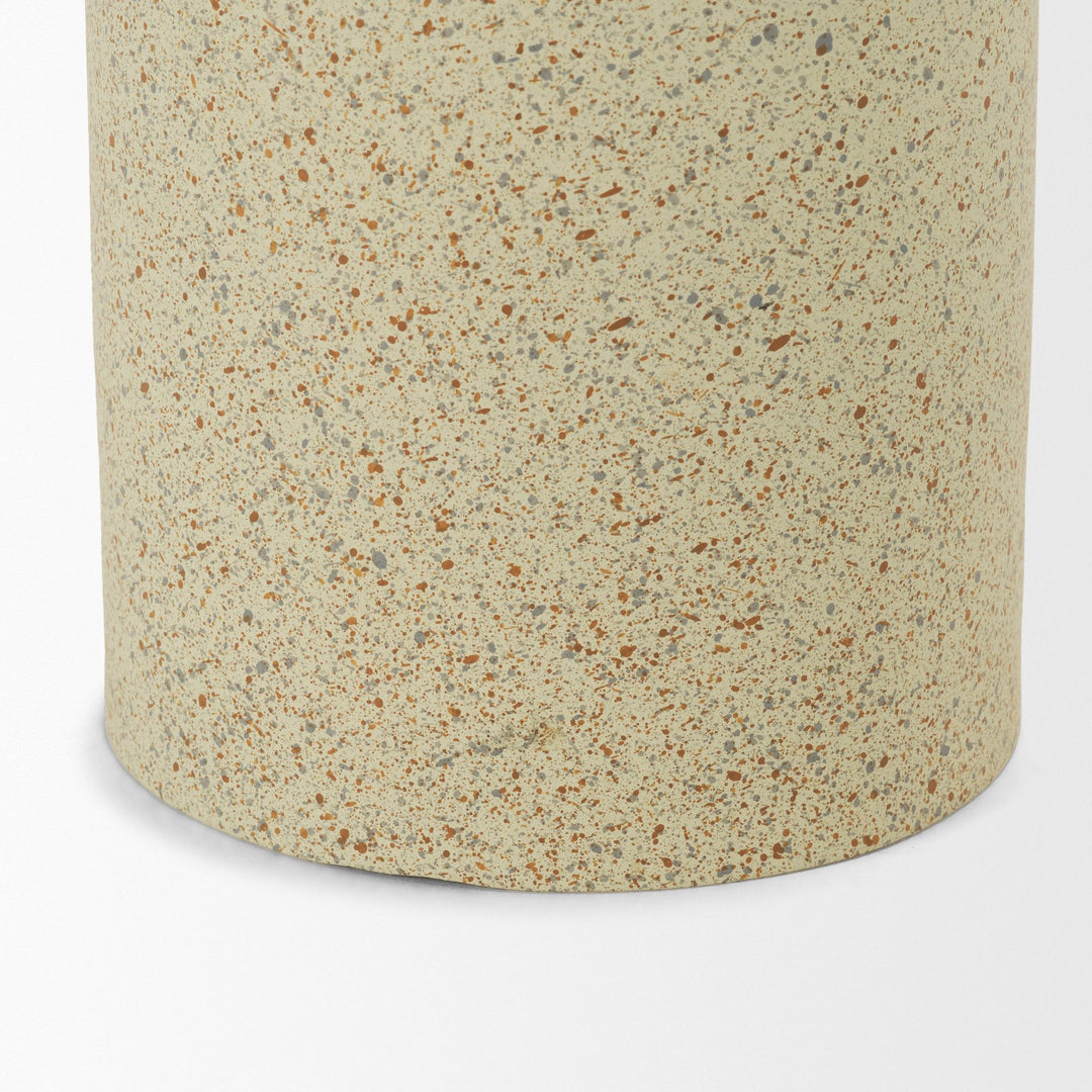 Akira Small Textured Beige Metal Pillar Candle Holder Decor Mercana