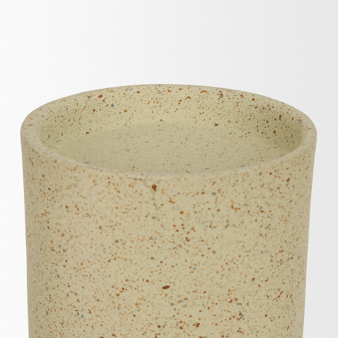 Akira Large Textured Beige Metal Pillar Candle Holder Decor Mercana