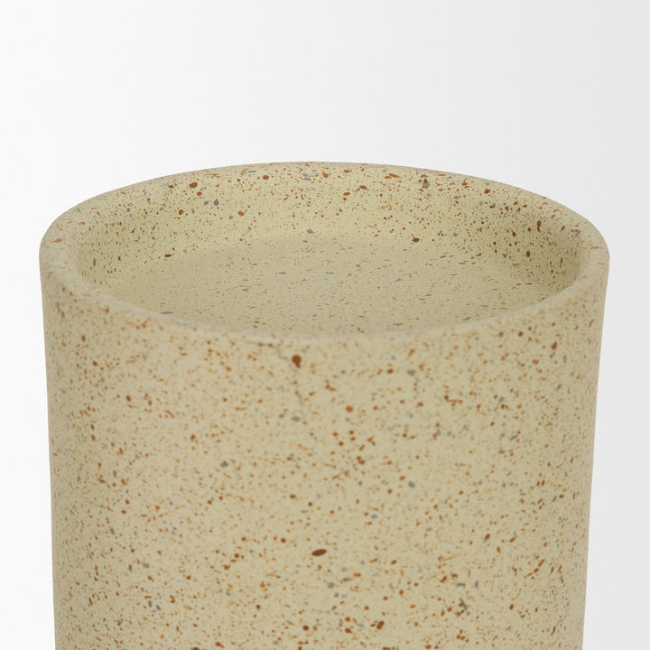 Akira Large Textured Beige Metal Pillar Candle Holder Decor Mercana