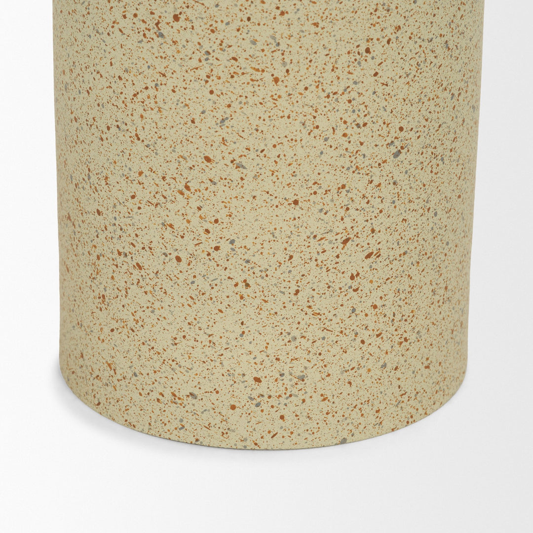 Akira Large Textured Beige Metal Pillar Candle Holder Decor Mercana