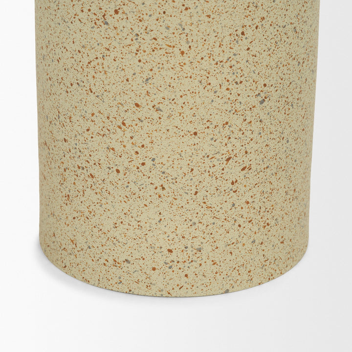 Akira Large Textured Beige Metal Pillar Candle Holder Decor Mercana