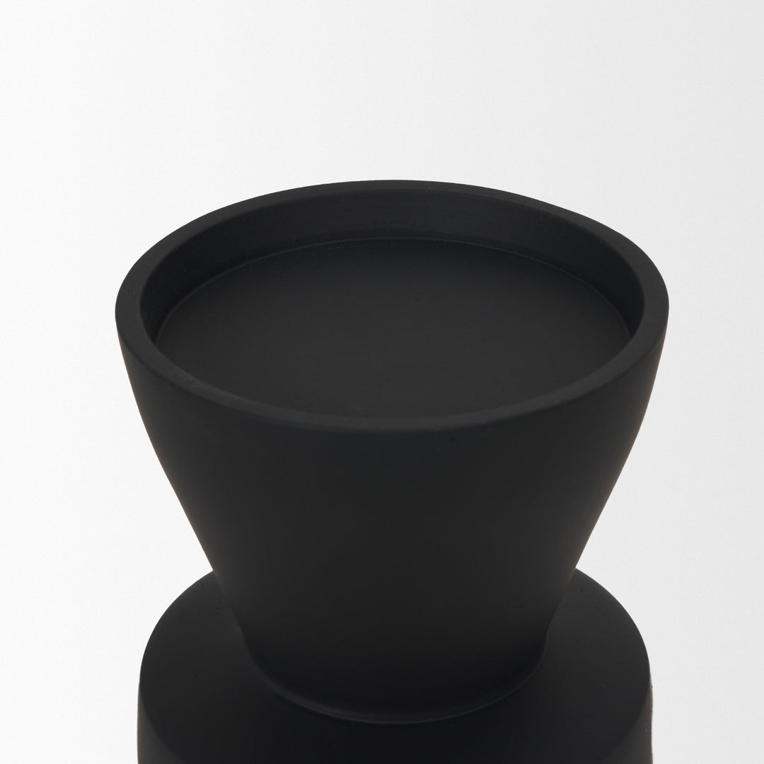 Odilia Small Smooth Matte Black Metal Geometric Pillar Candle Holder Decor Mercana