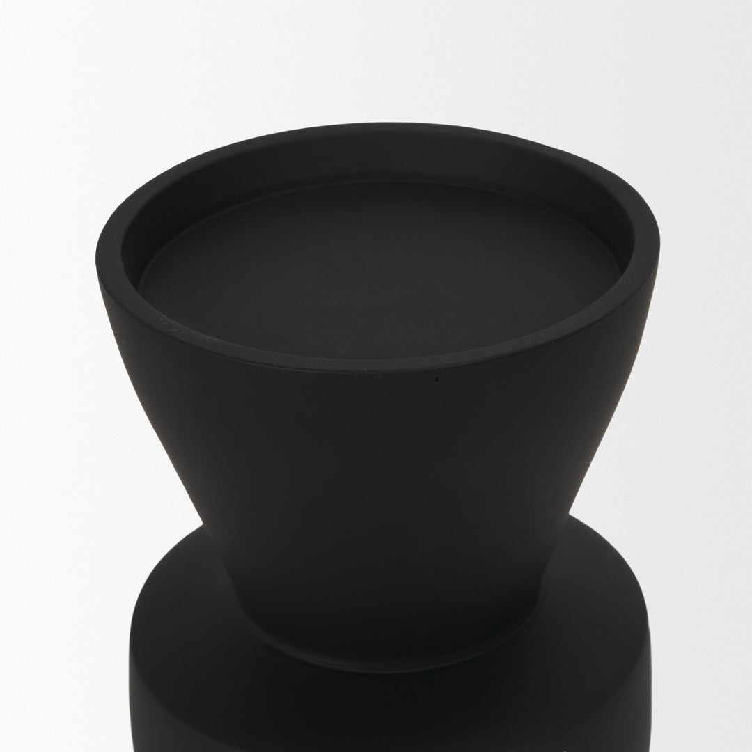 Odilia Small Smooth Matte Black Metal Geometric Pillar Candle Holder Decor Mercana