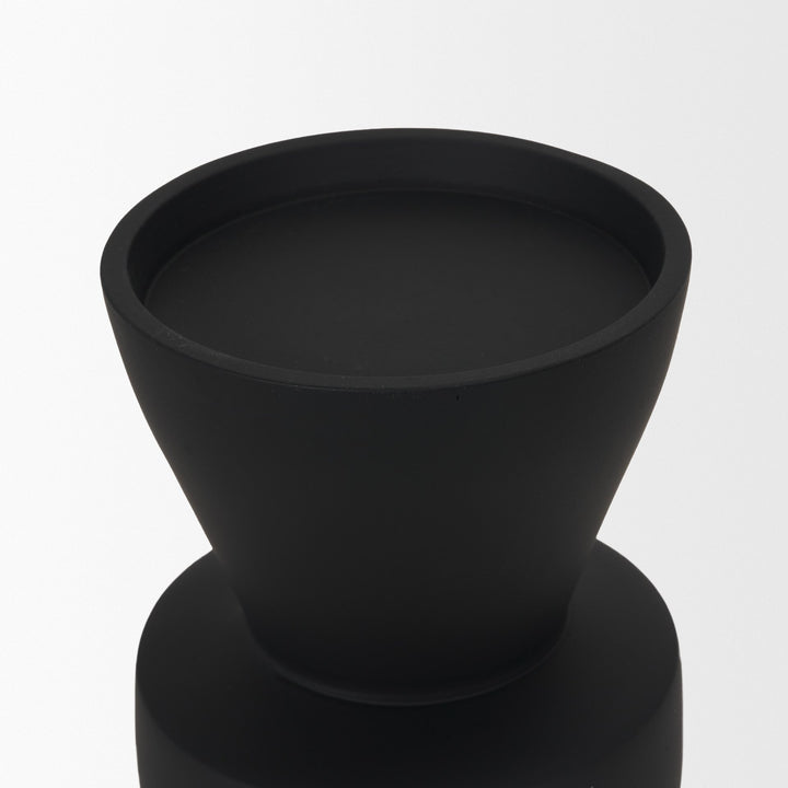 Odilia Small Smooth Matte Black Metal Geometric Pillar Candle Holder Decor Mercana