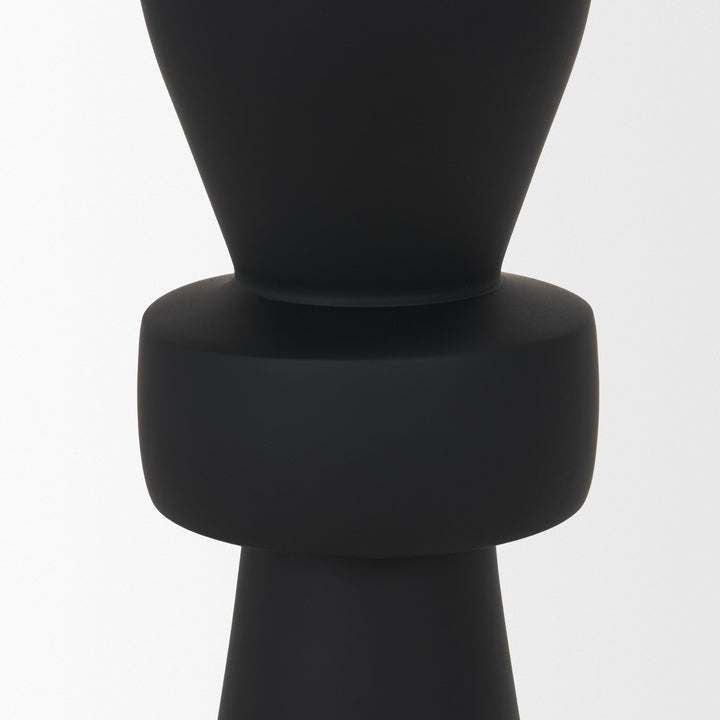 Odilia Small Smooth Matte Black Metal Geometric Pillar Candle Holder Decor Mercana