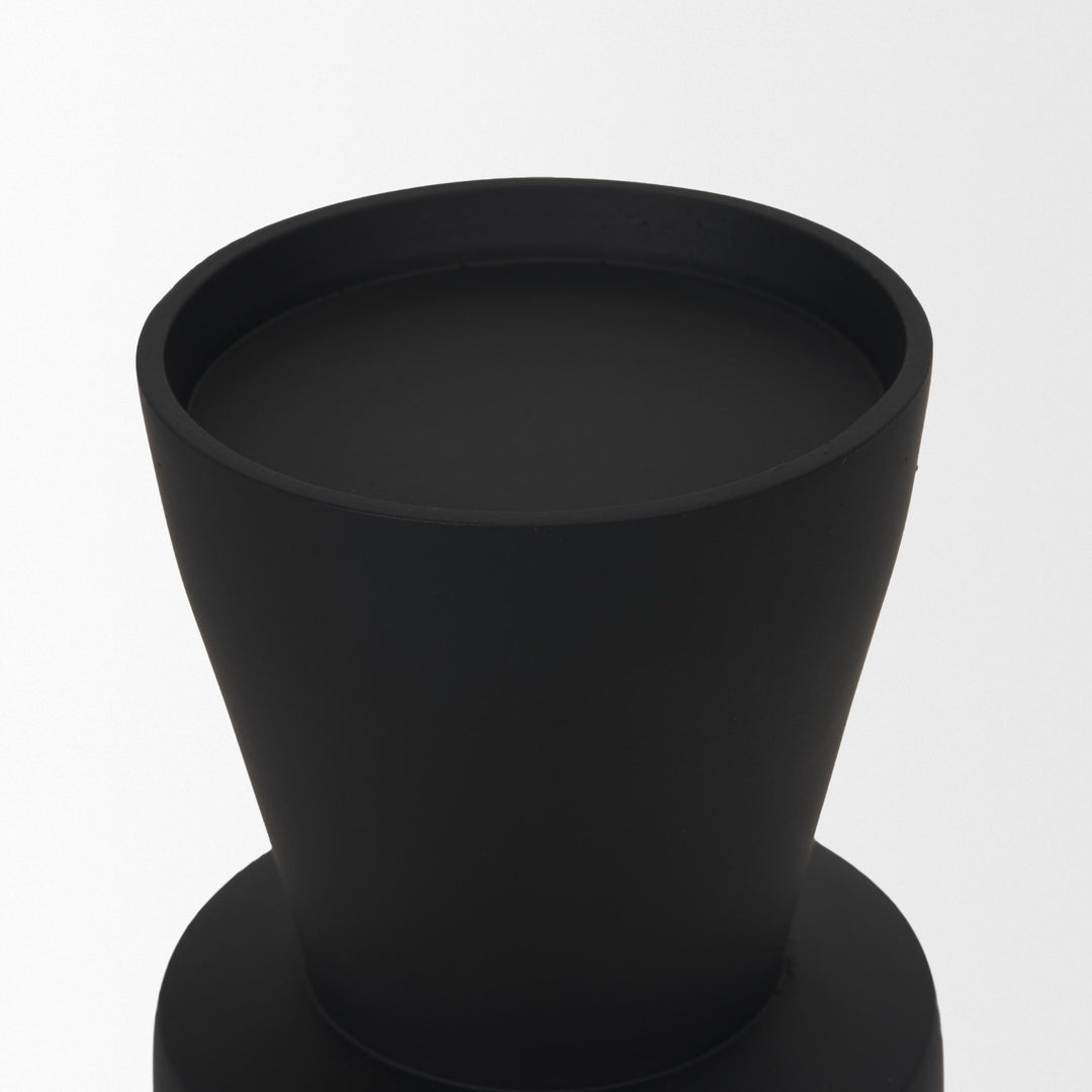 Odilia Large Smooth Matte Black Metal Geometric Pillar Candle Holder Decor Mercana