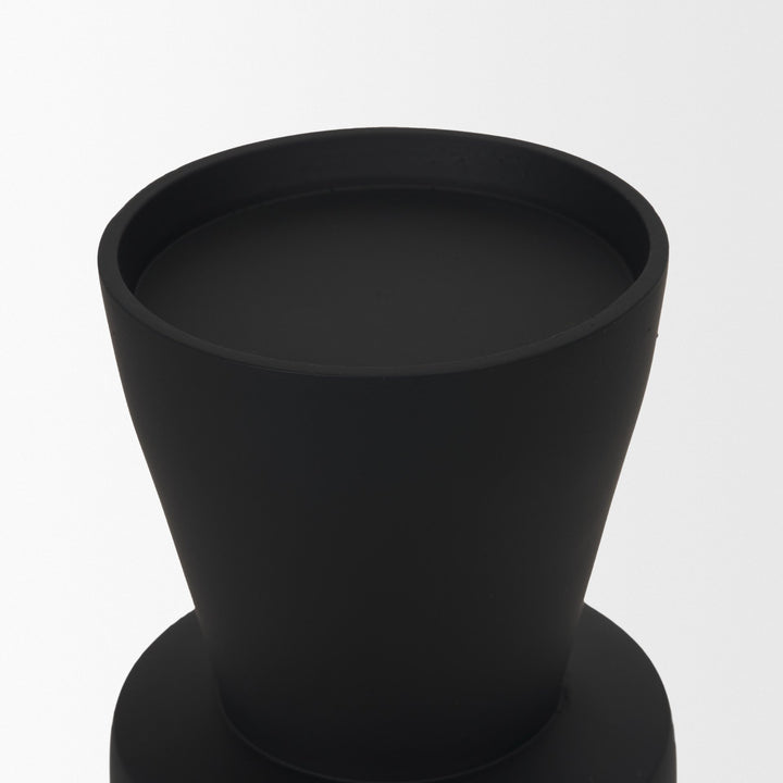 Odilia Large Smooth Matte Black Metal Geometric Pillar Candle Holder Decor Mercana