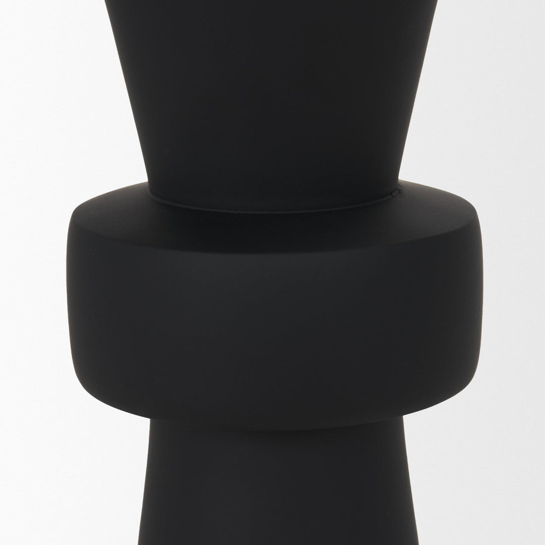 Odilia Large Smooth Matte Black Metal Geometric Pillar Candle Holder Decor Mercana
