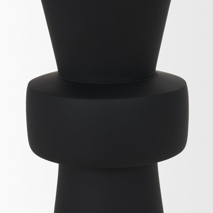 Odilia Large Smooth Matte Black Metal Geometric Pillar Candle Holder Decor Mercana