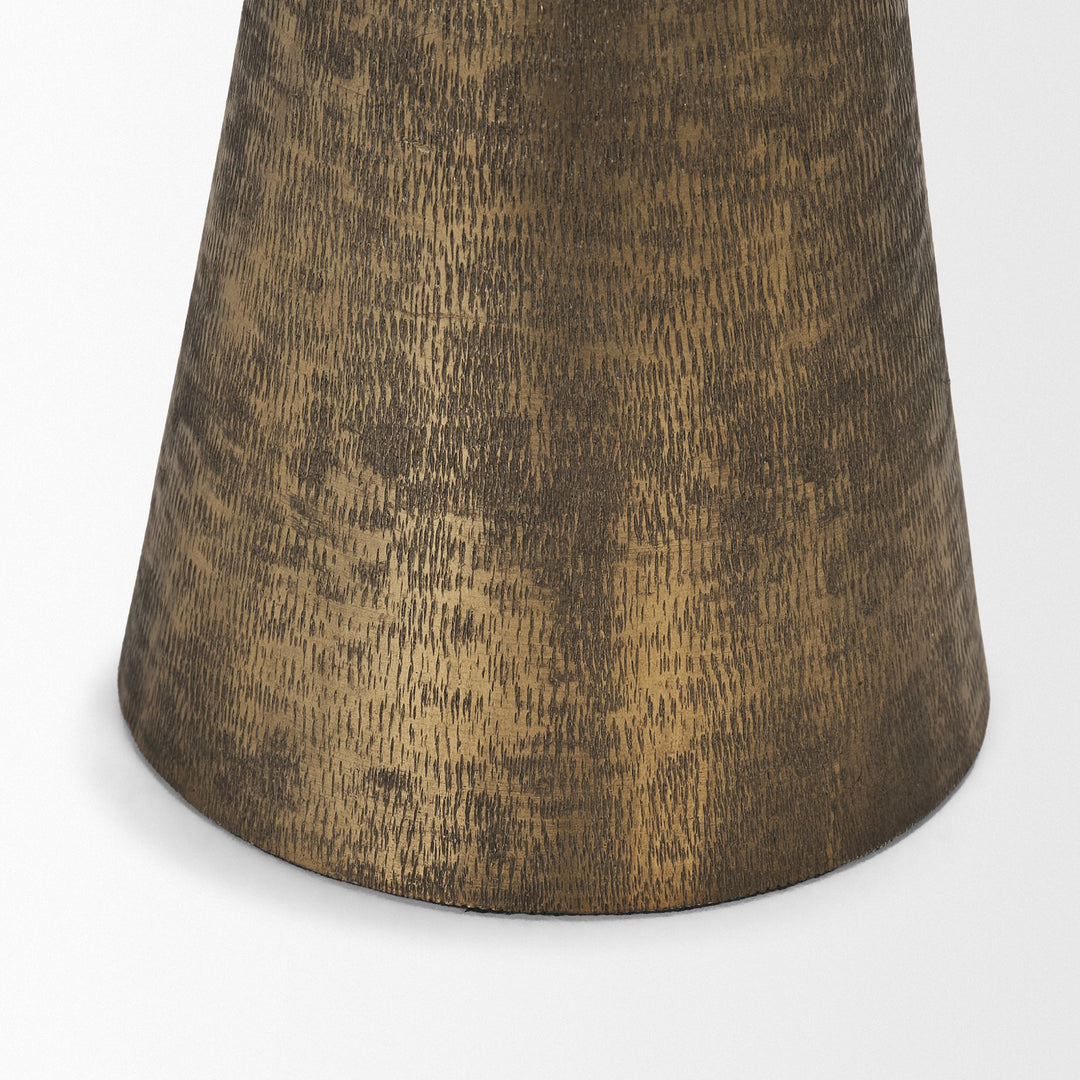 Odilia Small Textured Antiqued Gold Metal Geometric Pillar Candle Holder Decor Mercana