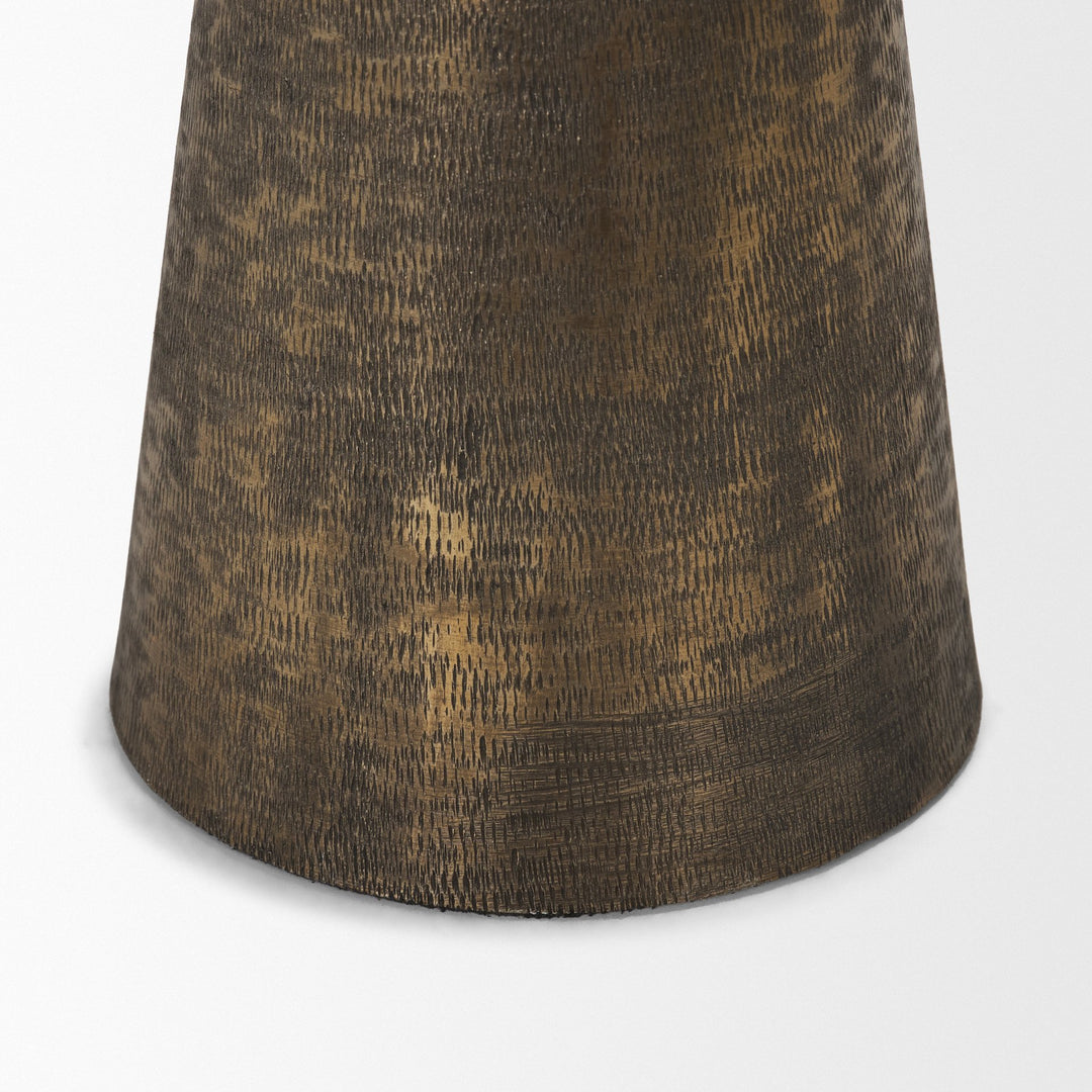 Odilia Large Textured Antiqued Gold Metal Geometric Pillar Candle Holder Decor Mercana