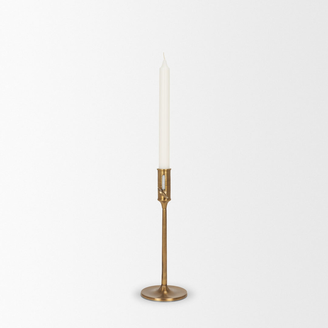 Chantria Small Solid Natural Brass Adjustable Taper Candle Holder Decor Mercana
