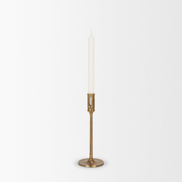 Chantria Small Solid Natural Brass Adjustable Taper Candle Holder Decor Mercana