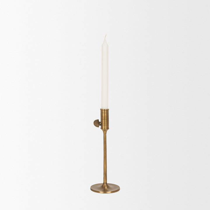 Chantria Small Solid Natural Brass Adjustable Taper Candle Holder Decor Mercana