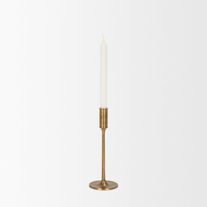 Chantria Small Solid Natural Brass Adjustable Taper Candle Holder Decor Mercana