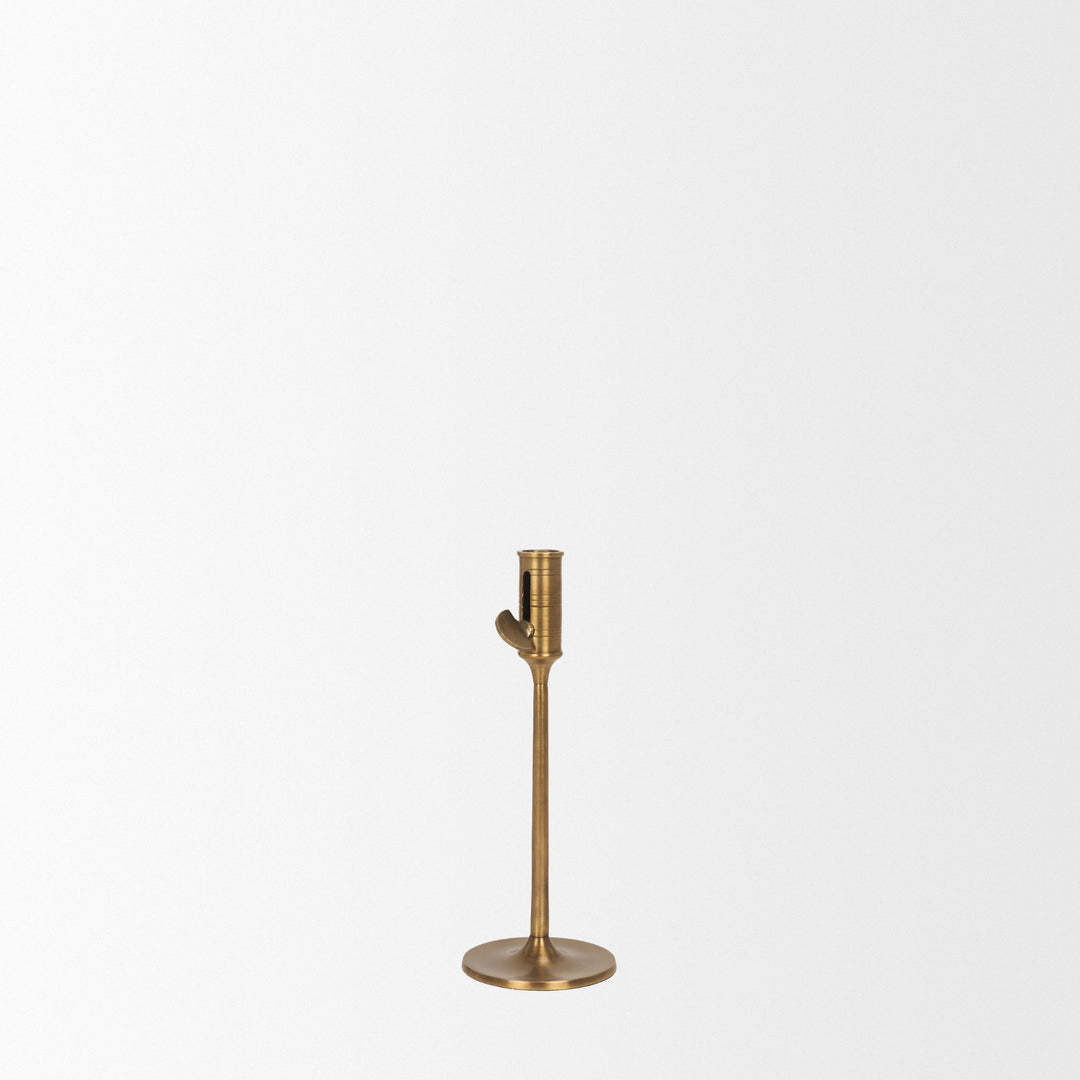 Chantria Small Solid Natural Brass Adjustable Taper Candle Holder Decor Mercana