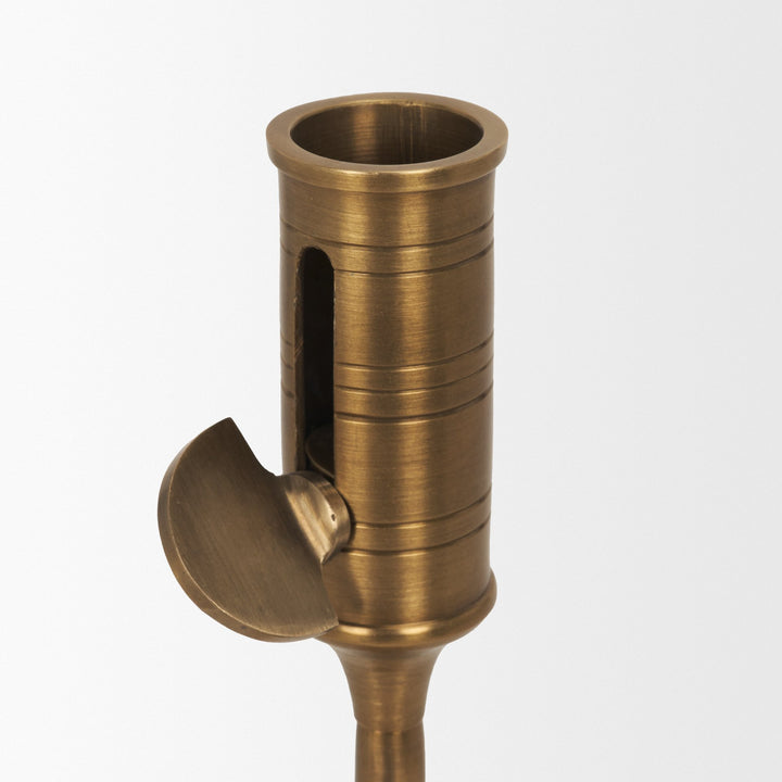 Chantria Small Solid Natural Brass Adjustable Taper Candle Holder Decor Mercana