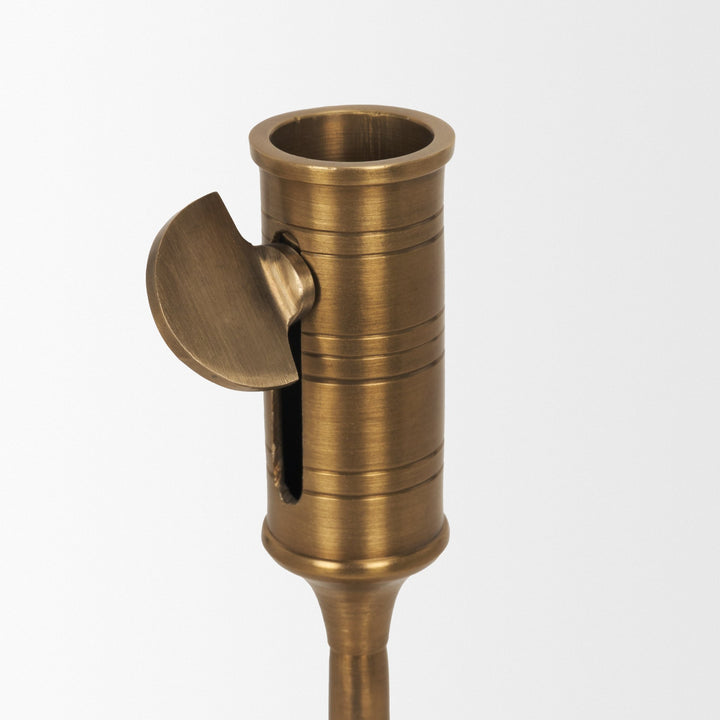 Chantria Small Solid Natural Brass Adjustable Taper Candle Holder Decor Mercana