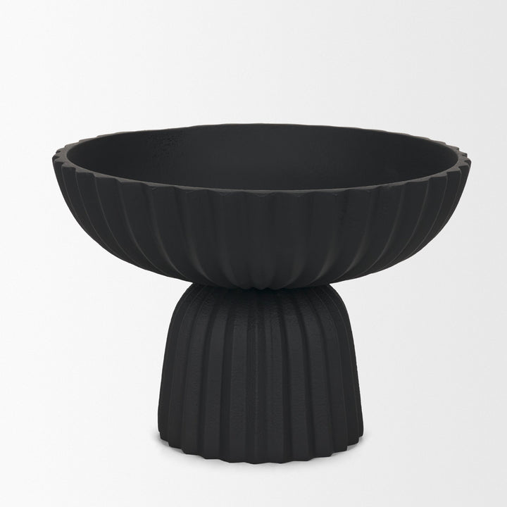 Ciaran Smooth Fluted Matte Black Metal Decorative Bowl Decor Mercana