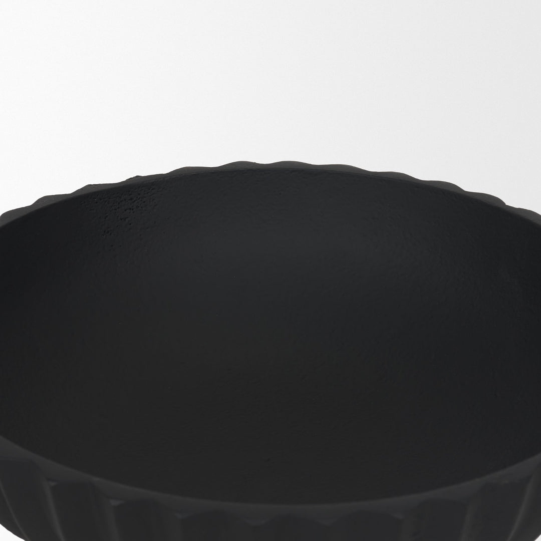 Ciaran Smooth Fluted Matte Black Metal Decorative Bowl Decor Mercana