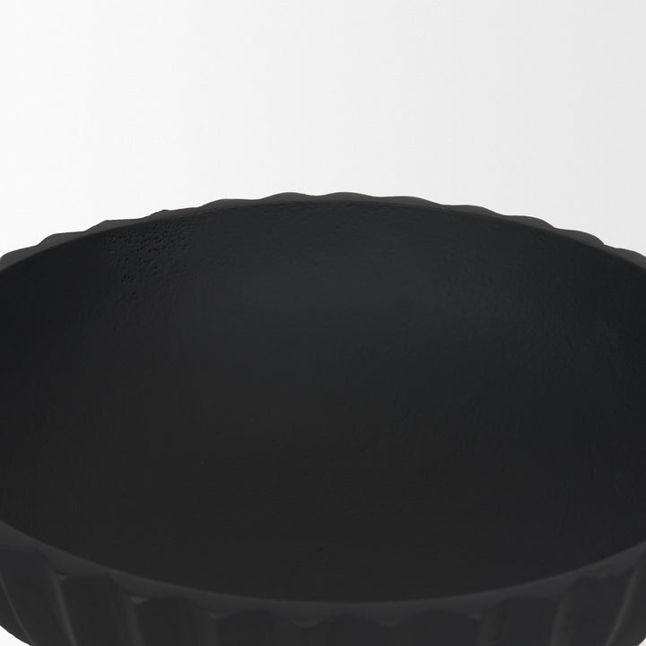 Ciaran Smooth Fluted Matte Black Metal Decorative Bowl Decor Mercana