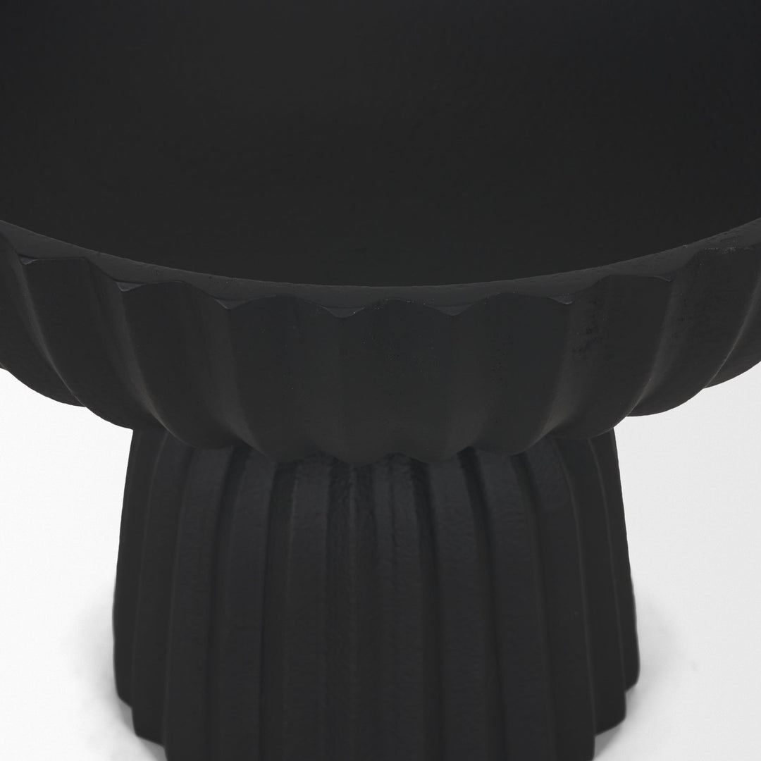 Ciaran Smooth Fluted Matte Black Metal Decorative Bowl Decor Mercana