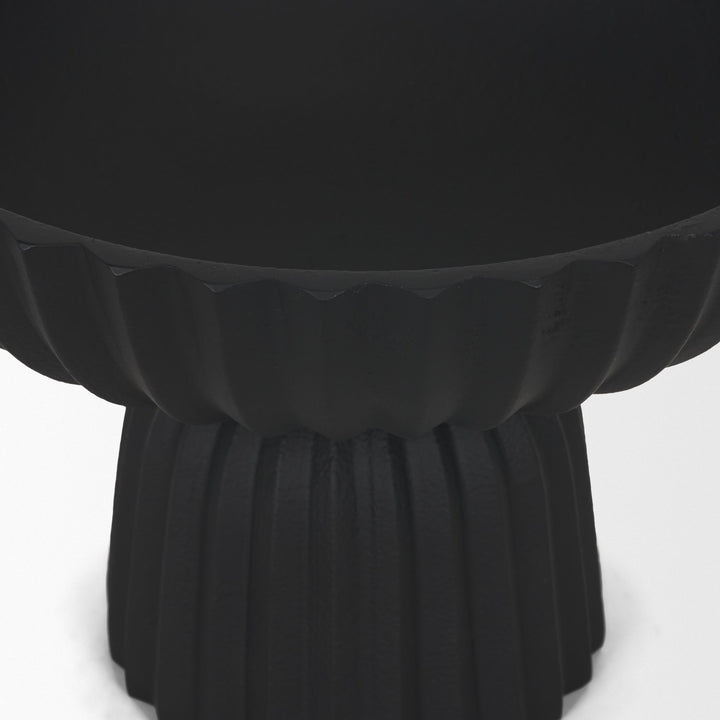 Ciaran Smooth Fluted Matte Black Metal Decorative Bowl Decor Mercana