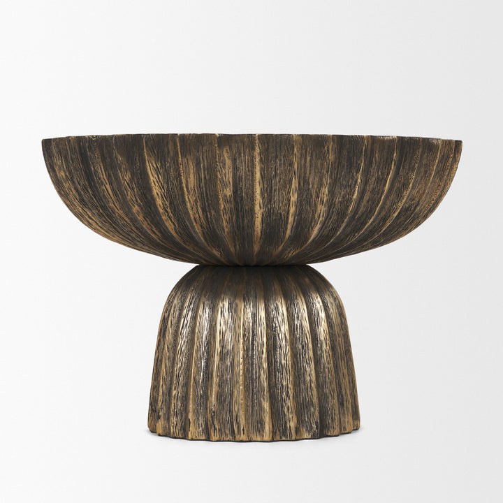 Ciaran Fluted Textured Antiqued Gold Metal Decorative Bowl Decor Mercana