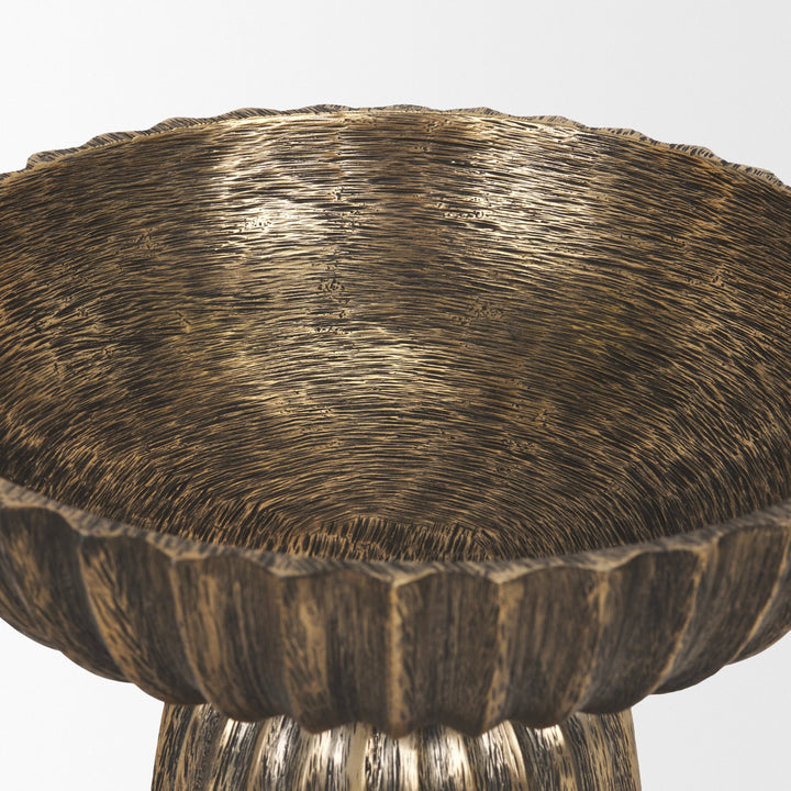 Ciaran Fluted Textured Antiqued Gold Metal Decorative Bowl Decor Mercana