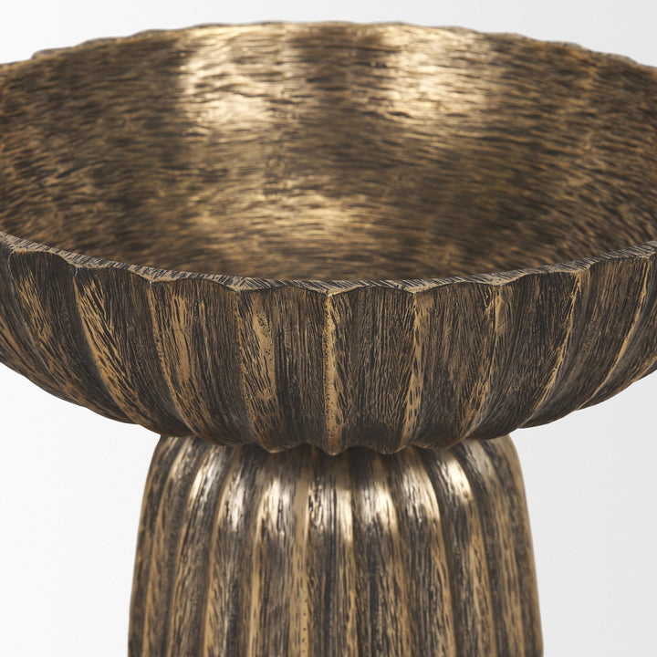 Ciaran Fluted Textured Antiqued Gold Metal Decorative Bowl Decor Mercana