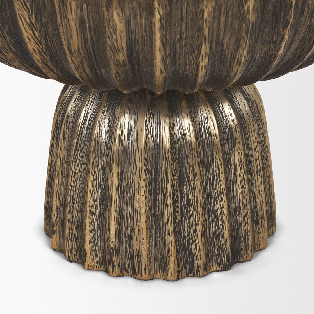 Ciaran Fluted Textured Antiqued Gold Metal Decorative Bowl Decor Mercana