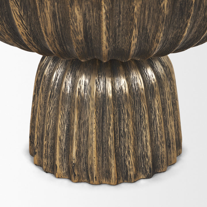Ciaran Fluted Textured Antiqued Gold Metal Decorative Bowl Decor Mercana