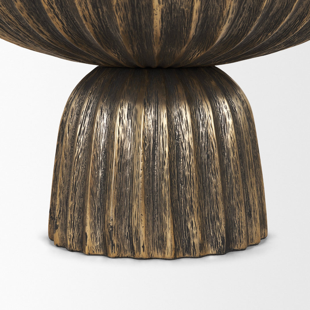 Ciaran Fluted Textured Antiqued Gold Metal Decorative Bowl Decor Mercana