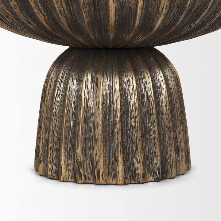 Ciaran Fluted Textured Antiqued Gold Metal Decorative Bowl Decor Mercana