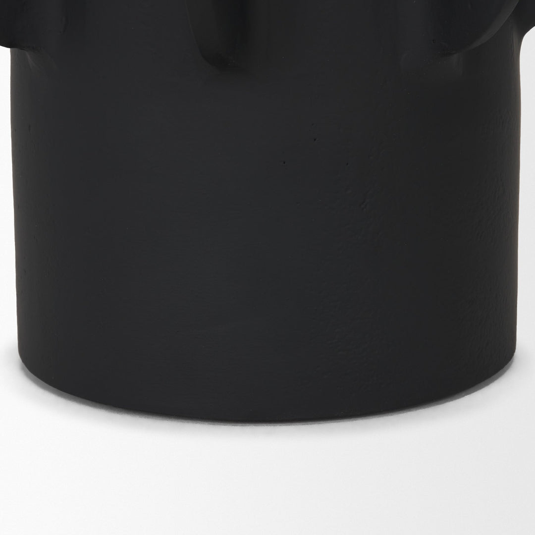 Deacon Small Matte Black Metal Canister with Sculptural Handles Decor Mercana