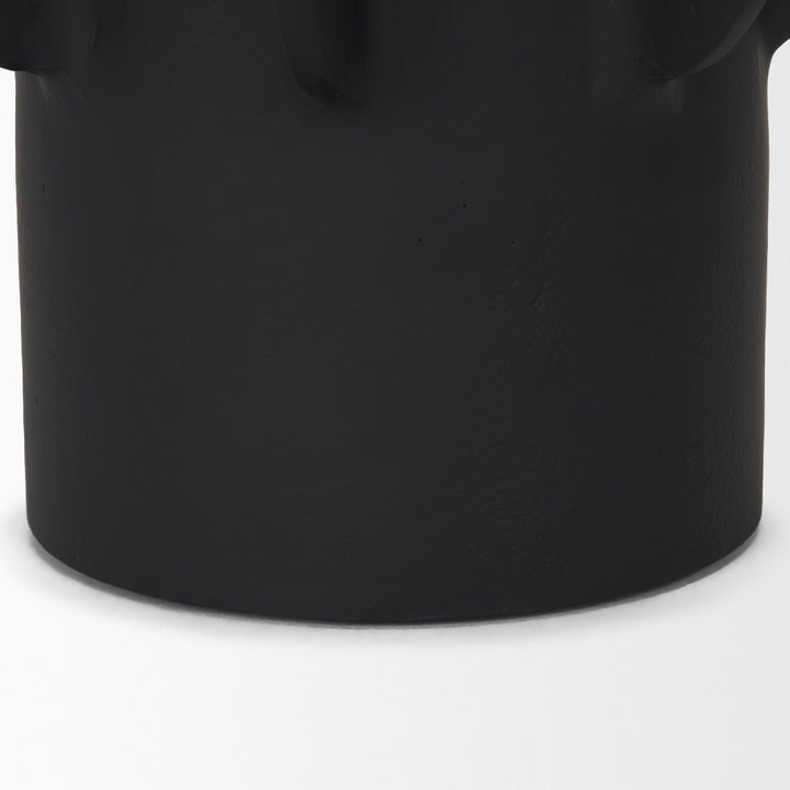 Deacon Small Matte Black Metal Canister with Sculptural Handles Decor Mercana