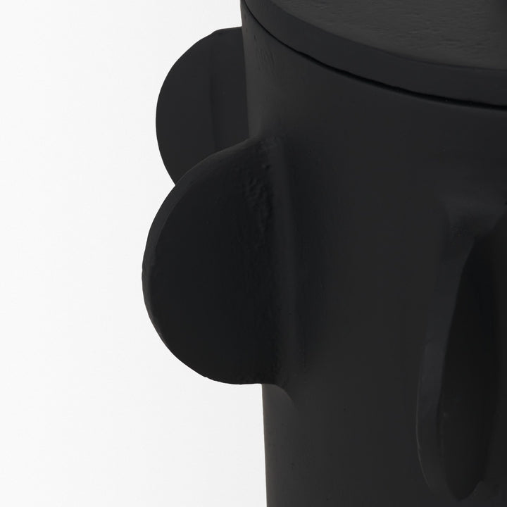 Deacon Large Matte Black Metal Canister with Sculptural Handles Decor Mercana