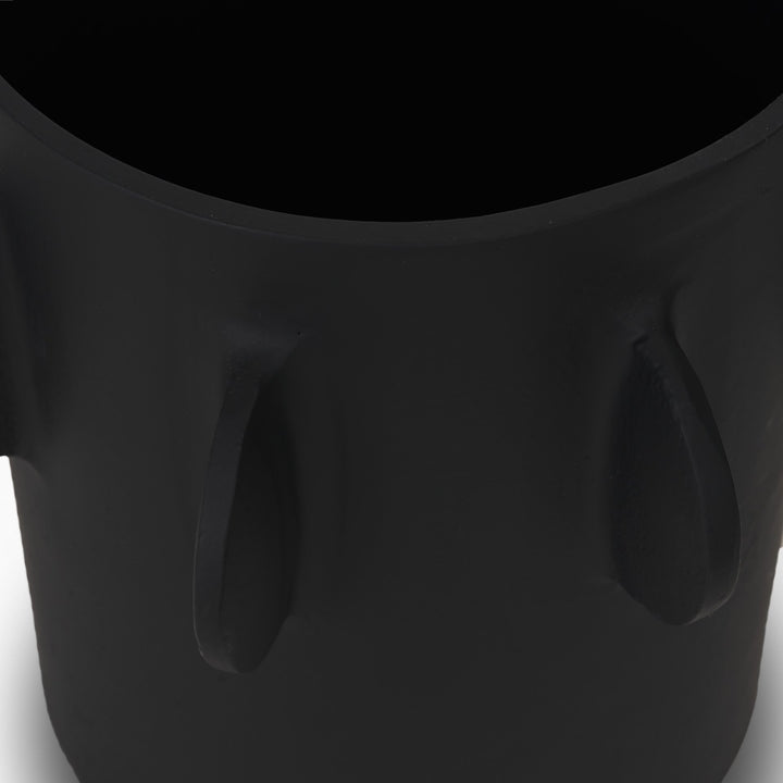 Deacon Large Matte Black Metal Canister with Sculptural Handles Decor Mercana