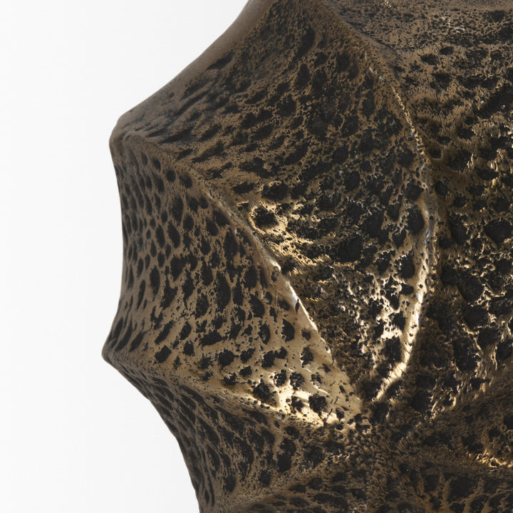 Imani Large Sculptural Textured Antiqued Gold Metal Decorative Orb Object Decor Mercana