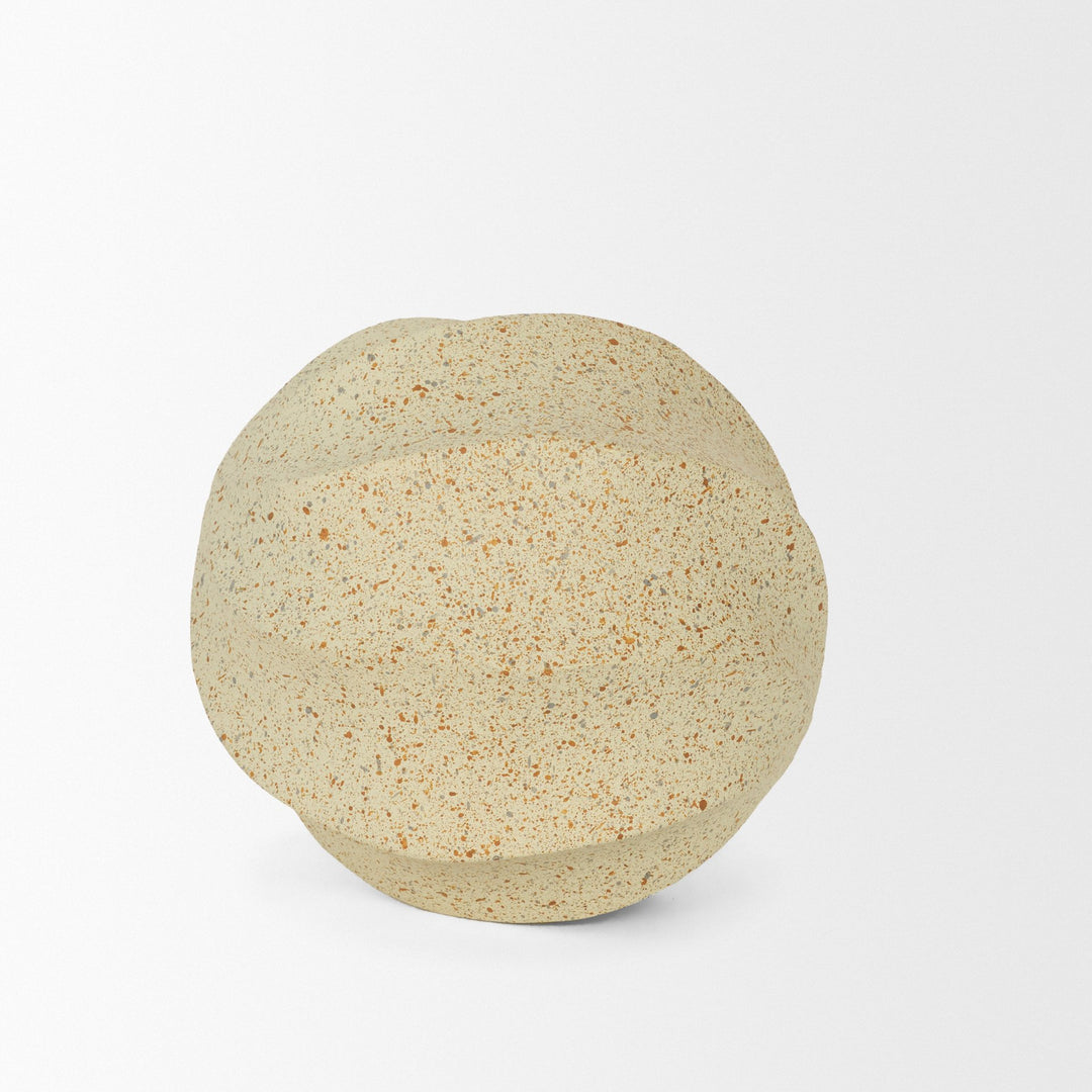 Imani Small Sculptural Textured Beige Metal Decorative Orb Object Decor Mercana