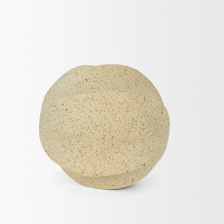 Imani Small Sculptural Textured Beige Metal Decorative Orb Object Decor Mercana