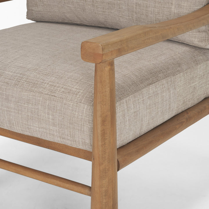 Witton Gray Fabric Beech Wood Slingback Backrest Accent Lounge Chair Living Room Mercana