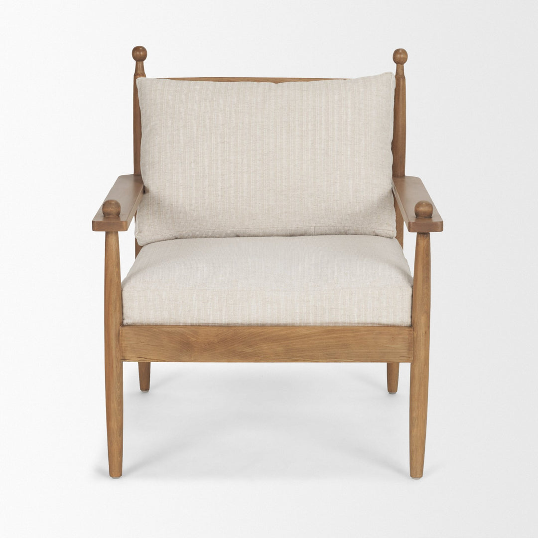 Danni Beige Fabric Beech Wood Framed Accent Lounge Chair Living Room Mercana