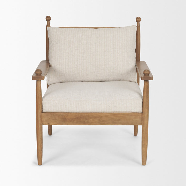Danni Beige Fabric Beech Wood Framed Accent Lounge Chair Living Room Mercana